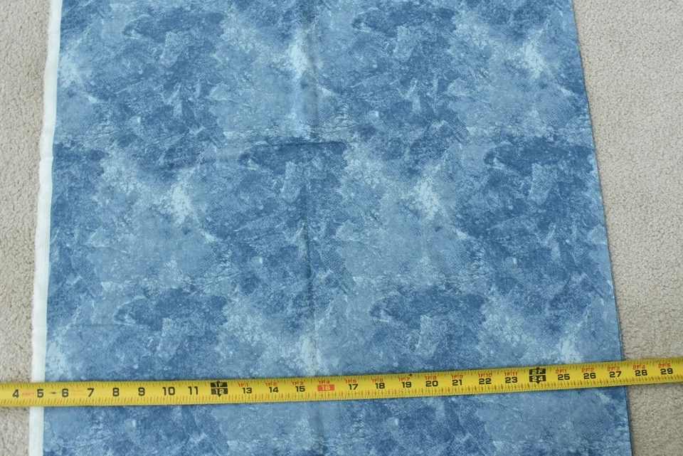 15" Long, Vintage, Textured-Look Marbled Light-Blue Quilt Cotton, SSI, P7589 - Image 3 of 4