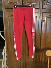 Adidas Red Women  s Track Pants, 3-stripes Trefoil Logo, Size M
