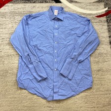 VTG Brooks Brothers Oxford Button Shirt 17 - 35 Blue OCBD French Flip Cuff 90s