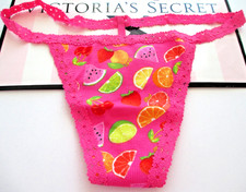 VICTORIA'S SECRET PINK Cotton V-String Thong Panty S M L Lace Trim FREE SHIP 4 