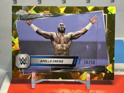 2025 Topps Chrome WWE - Apollo Crews #114 Gold Sapphire  Refractor /50