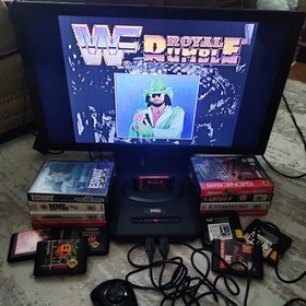 Sega Genesis Console Bundle Lot w/15 Games, Controllers, ESWAT, MS.PACMAN,NFL+++