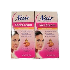Lot2 Nair Hair Remover Moisturizing Face Cream with Sweet Almond Oil 2oz