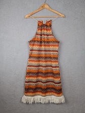Emery Rose Dress Boho Aztec Halter Neck Tassel Fringe Mini Dress BNWT - Size 12