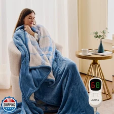 JKMAX Heated Electric Blanket Twin Size - 62"x84" Flannel Heating Blanket wit