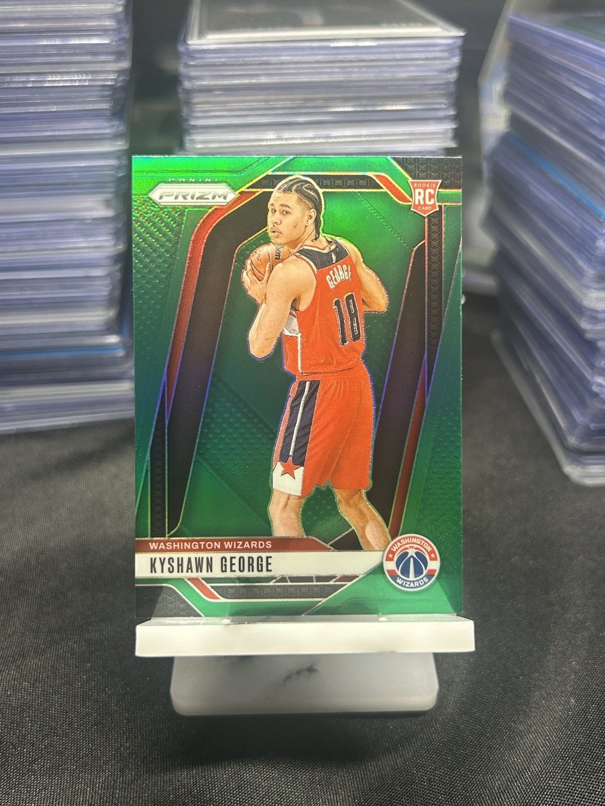 Kyshawn George Green Foil #257 2024-25 Panini Prizm Basketball Wizards