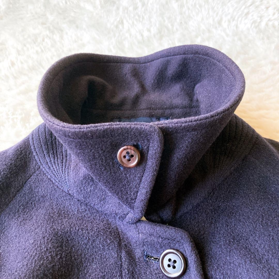 Burberry Long Coat Navy Blue Cashmere Blend With Buttons Size 11 For Women thumbnail 12