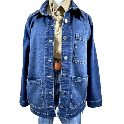 #ad Well Worn Denim Chore Coat Mens Large Blue Workwear Barn Jacket Oversized Utili $29.99