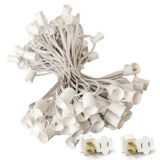 Pro Christmas C9 Light Cord - 100 ft Cord, 100 Bulb Sockets, 12” Spacing, Whi...