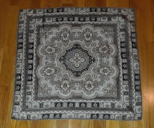 Vintage Glentex Hand Rolled Black Ornate Jacobean 100 Silk Square Scarf 23"