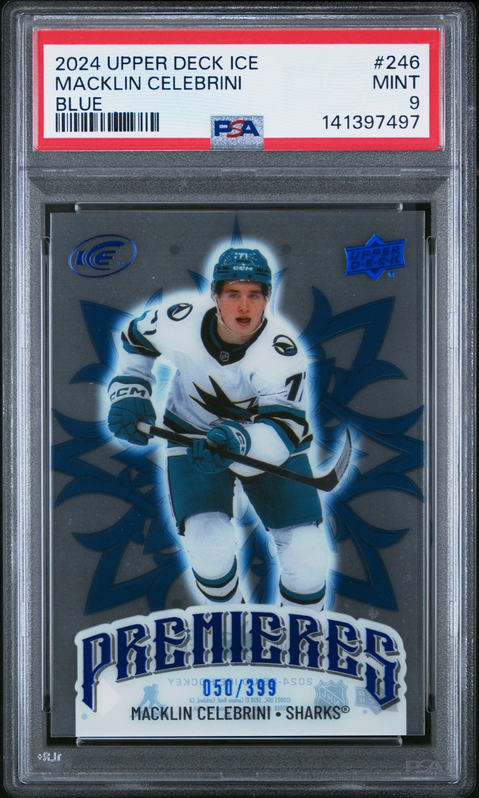 2024 UPPER DECK ICE BLUE #246 MACKLIN CELEBRINI ROOKIE RC 50/399 PSA 9