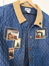 Haik’s Vintage Chore Jacket Quilted Denim XL Wildlife Coat Women’s Grandma Core