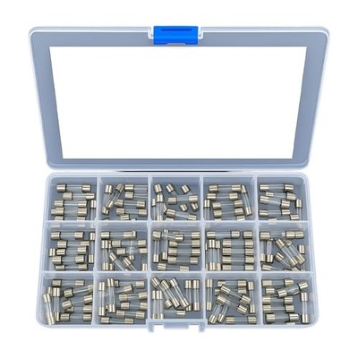 150 Stück Feinsicherungen Sortiment 15 Werte Flink 5x20mm 250V Glasrohrsicher...