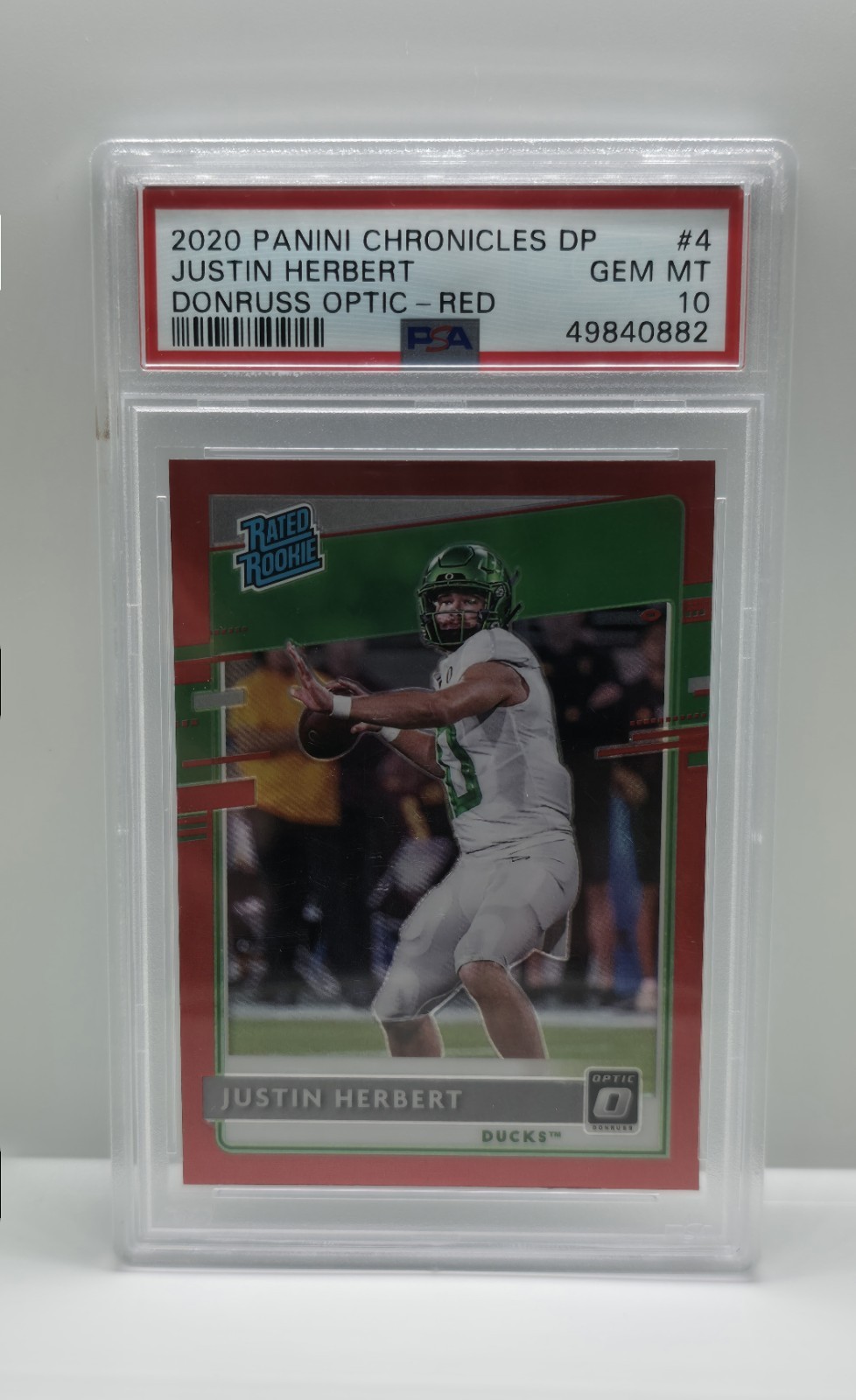 Justin Herbert Panini Chronicles Draft Picks Donruss Optic Rated Rookies #4 Red