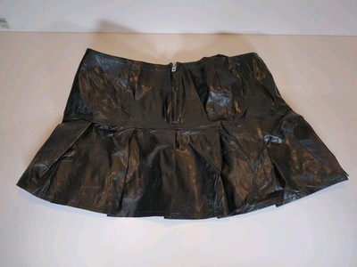 Tripp NYC Vintage Black PVC Mini Skirt Size M Steampunk Y2K Goth Shiny Vinyl Alt