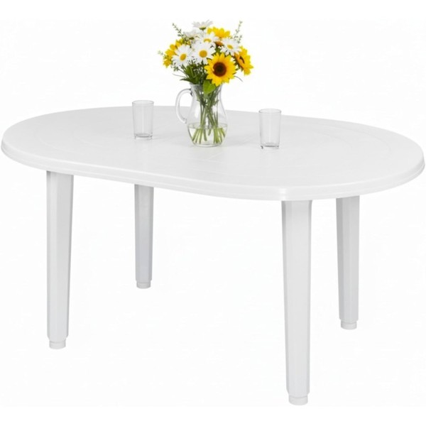 Mesa de Jardin Oval 130x90cm de resina Auxiliar Exterior desmotable portatil, Ca
