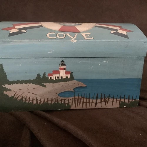 Wooden Nautical Trinket Box 7.75x4.74x4.5 Mariner’s Cove
