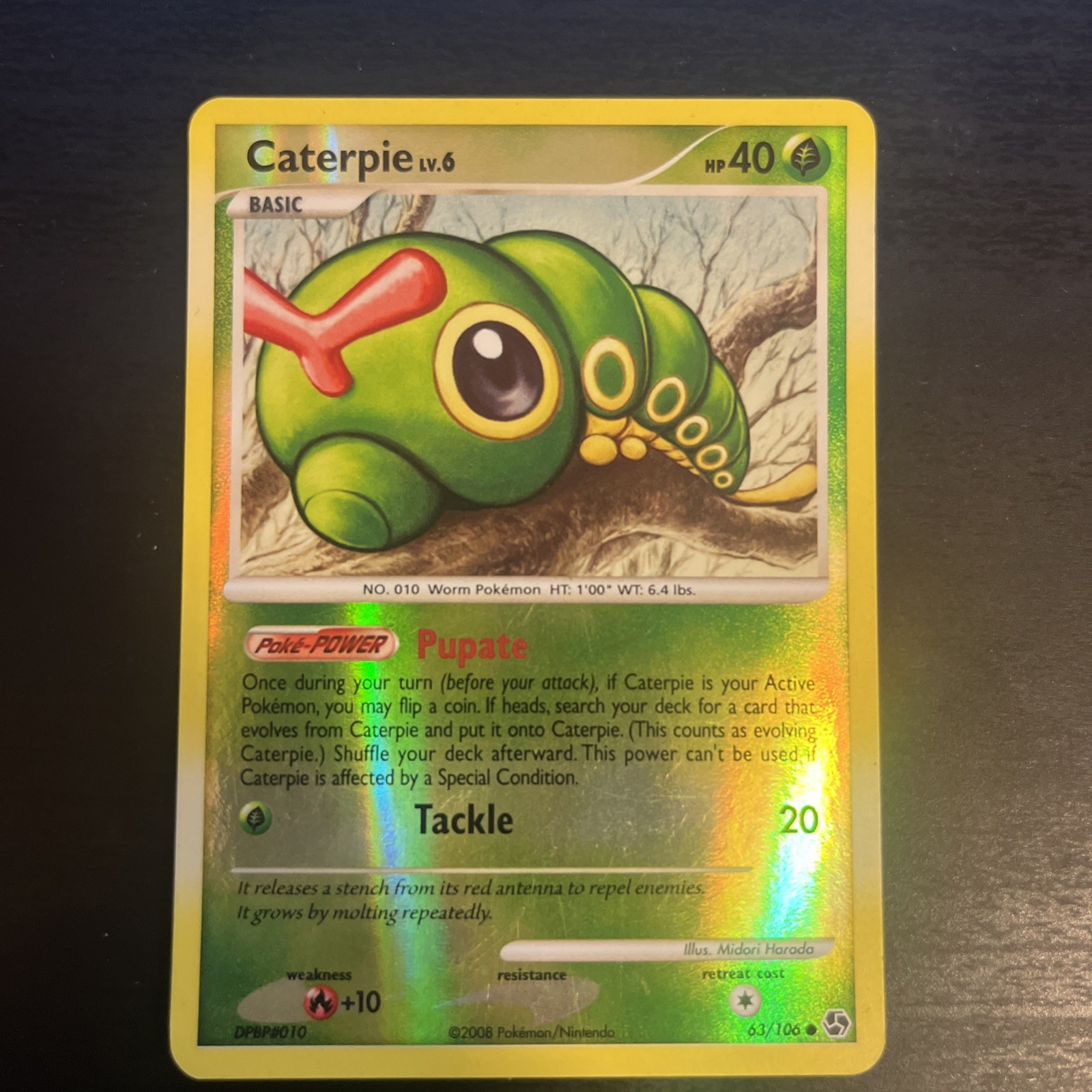 Pokemon Card TCG - Caterpie - 63/106 - DP Great Encounters Reverse Holo - LP/NM