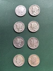 US Silver Dimes, Lot Of 8 Dated, All Circulated Merc, And Roosevelt