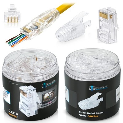 Everest Media Solutions RJ45 Cat6 Pass Through Quantity 100/100, Transparent