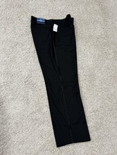 BNWT Stafford Coolmax Classic Fit Flat Front Black Tuxedo Pants Men  s 38 X 32