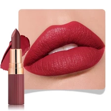 evpct Ruby Red Matte Creamy Lipstick for Women Long Lasting Waterproof Velvet...