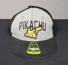 Pok mon Pikachu Youth OSFM Snapback Hat Black/Gray with Tags