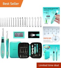 18 Size Digital Counter Crochet Hooks with Light Case 2.0mm to 14.0mm Set