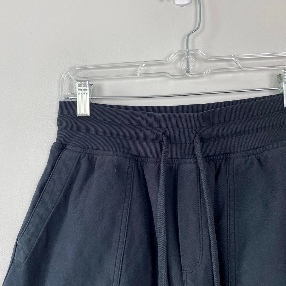 Pantalón Corto Athleta Farallon Midi Negro Tiro Alto Mezcla de Algodón Pull On Talla Pequeña Foto 3 de 4