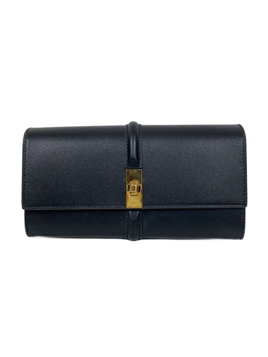 CELINE Women's Long Wallet Leather Black Plain Used