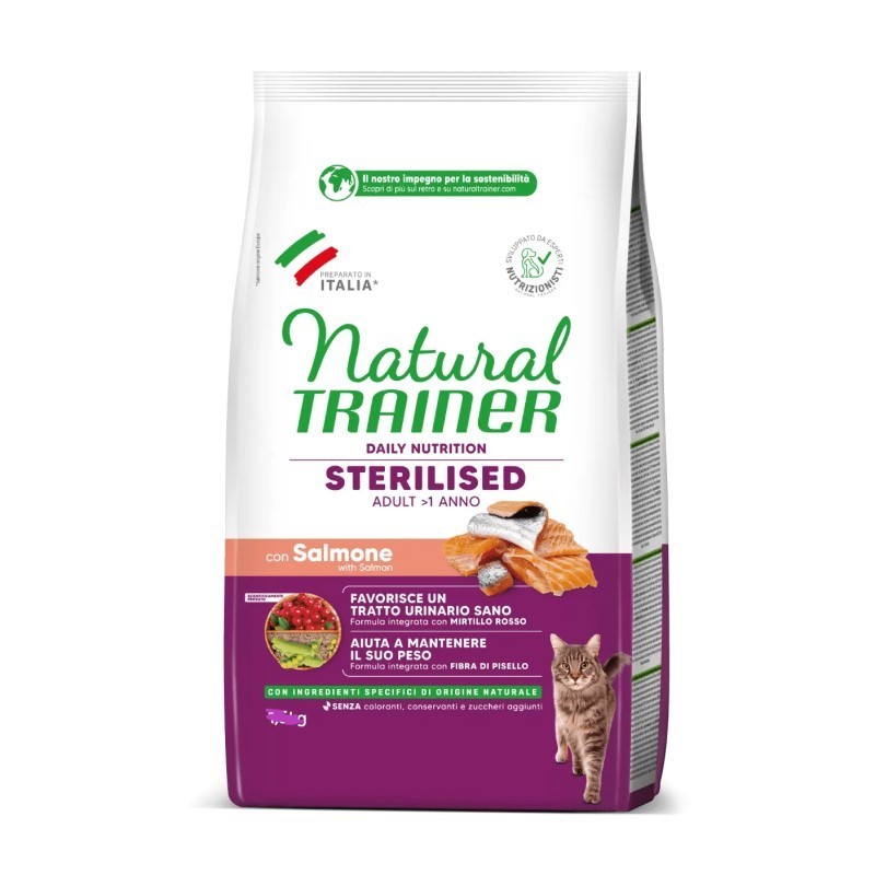 Crocchette Natural Trainer Sterilised Salmone 10kg - Prezzo Migliore