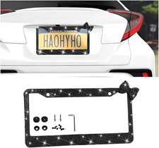 Bling Car License Plate Frame Forwomen Stainless Steel Bow Tie Sparkly Rhinest