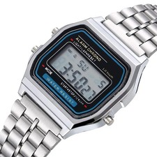Reloj digital LED de lujo para hombre, reloj de pulsera de acero inoxidable, est