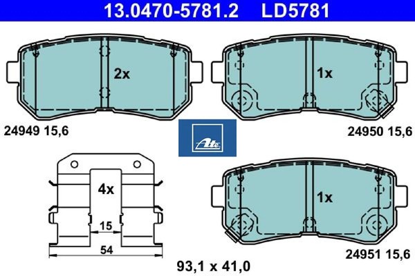 ATE 13.0470-5781.2 Bremsbelagsatz FüR Scheibenbremse Bremsbelagsatz-image