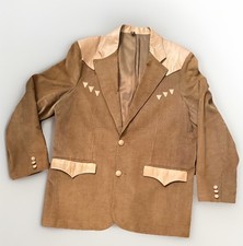 Vintage Pioneer Wear Brown Corduroy Leather Western Jacket Blazer Size 48