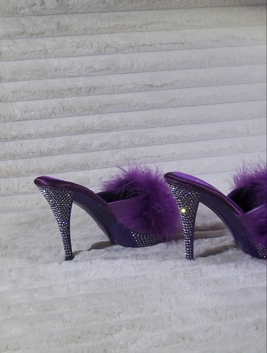 Buy Elegance Marabou Fur Slip On Platform Sandals 5