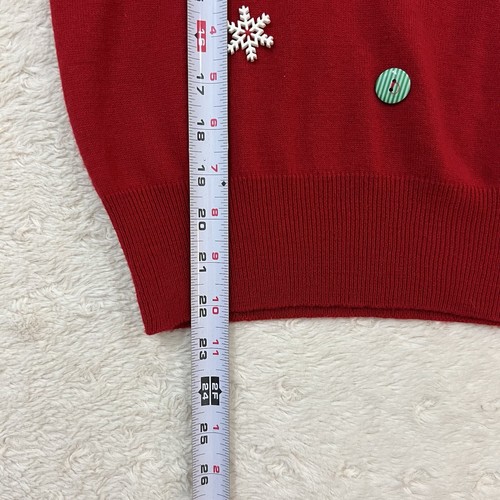 Vtg Christmas Sweater Lambs Wool Blend Women’s Sz S Red Santa Christmas Tree - Picture 7 of 12