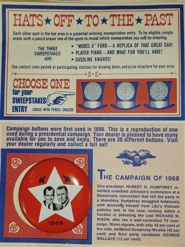 Vtg American Oil Co AMOCO Reproduction Promo Sweepstakes Political Pins Lot 21 - Image 2 of 4