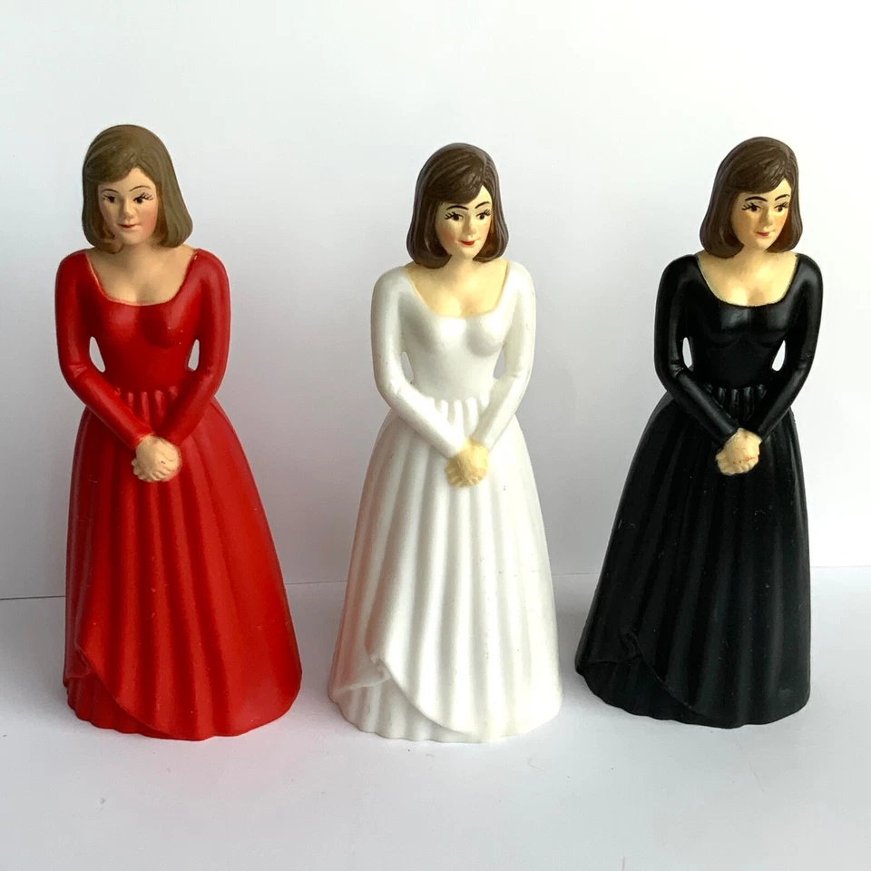 3 adornos para pasteles vintage figura de dama dama de honor cumpleaños panadería artesanías 1986 Foto 2 de 4