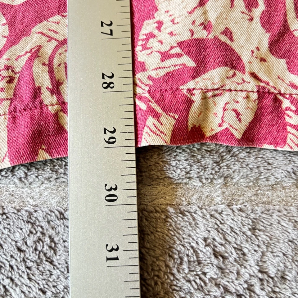 Camisa Tommy Bahama Para Hombres XL Roja Abotonada Cachemira Floral Campamento 100% Seda Foto 4 de 4