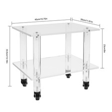 2-Tier Rolling Clear Printer Cart Office Under Desk Machine Stand Storage Rack
