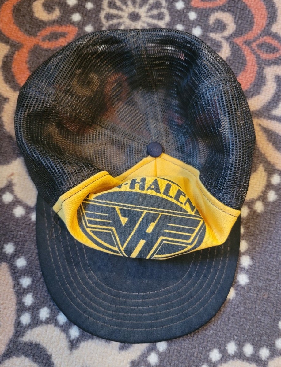 Vintage Van Halen Snap Back Adjustable Hat, Black Yellow Large 