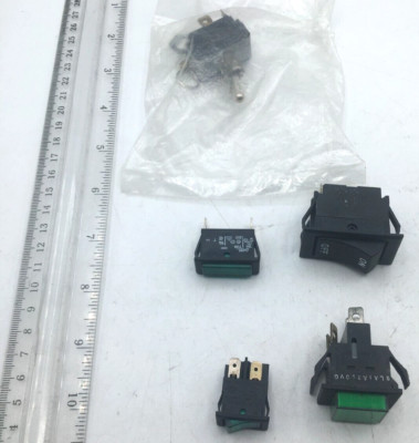 Arcolectric, Carling Switch Lot of 5 Rocker, Toggle, Indicator, Green, Black New