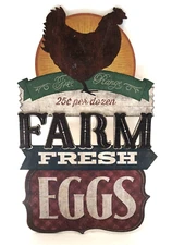 Farm Free Range 25 cents per dozen Rustic Sign , Made in USA  17 3/4 "