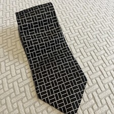 Lauren Ralph Lauren Vintage BLK/WHI 100% Silk 59”L X 3.5”W MADE IN USA