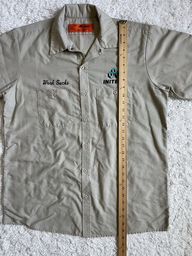 Vintage Office Space Initech "Work Sucks" Men's Work Shirt Red Kap Y2K VTG sz L - 第 5/8 張圖片