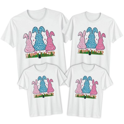 Familie Leopardenmuster Hasen Frohe Ostern T-Shirt Tee süß passendes Outfit #ED