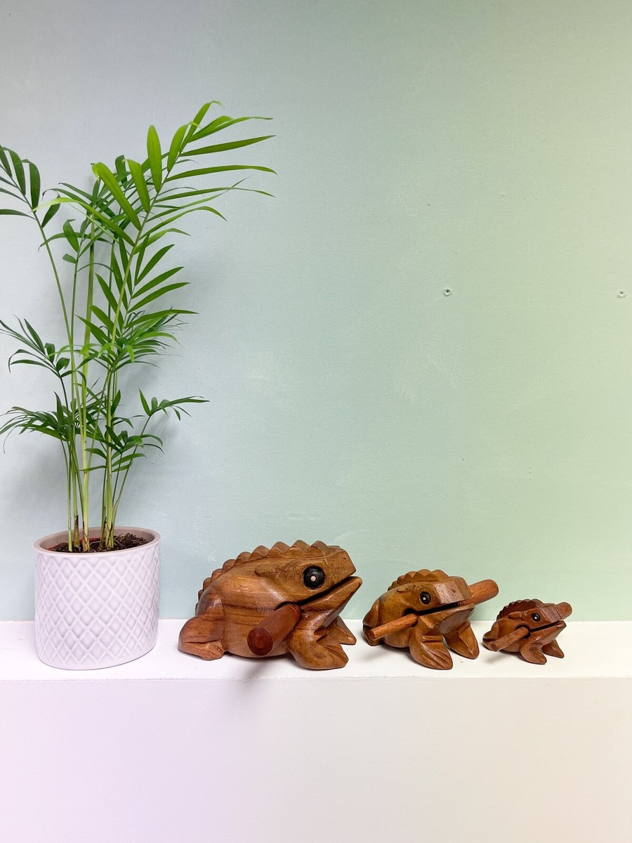 Frog Guiro Musical Percussion Instrument Wooden Hand Carved Fair