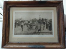 ANTIQUE 19TH CENTURY ENGRAVED LITHO PRINT: "CLOSE OF A CITY DAY"  H.R. POORE