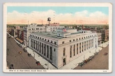 Postcard U.S. Post Office South Bend Indiana Linen Posted